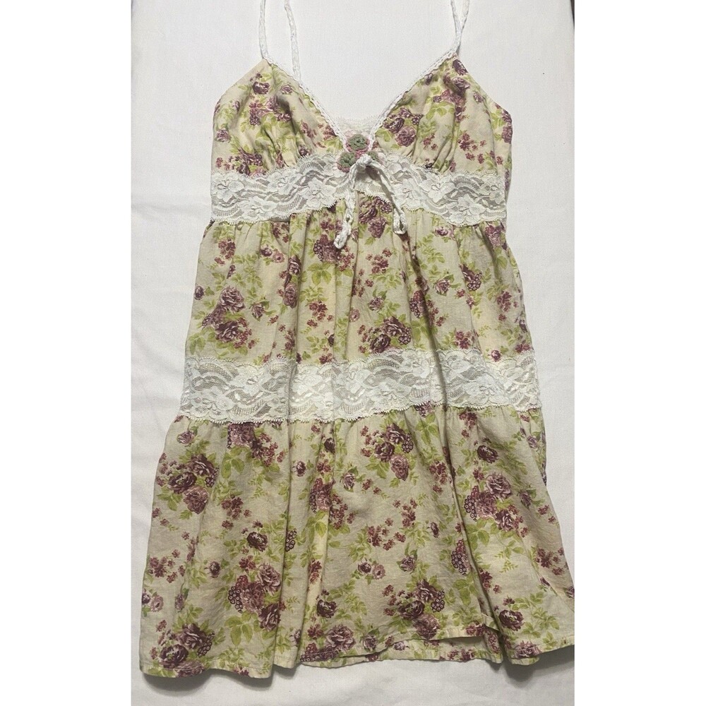 Y2K Fire Los Angeles Floral Lace Babydoll Cami Top Crochet Flowers Fairycore S
